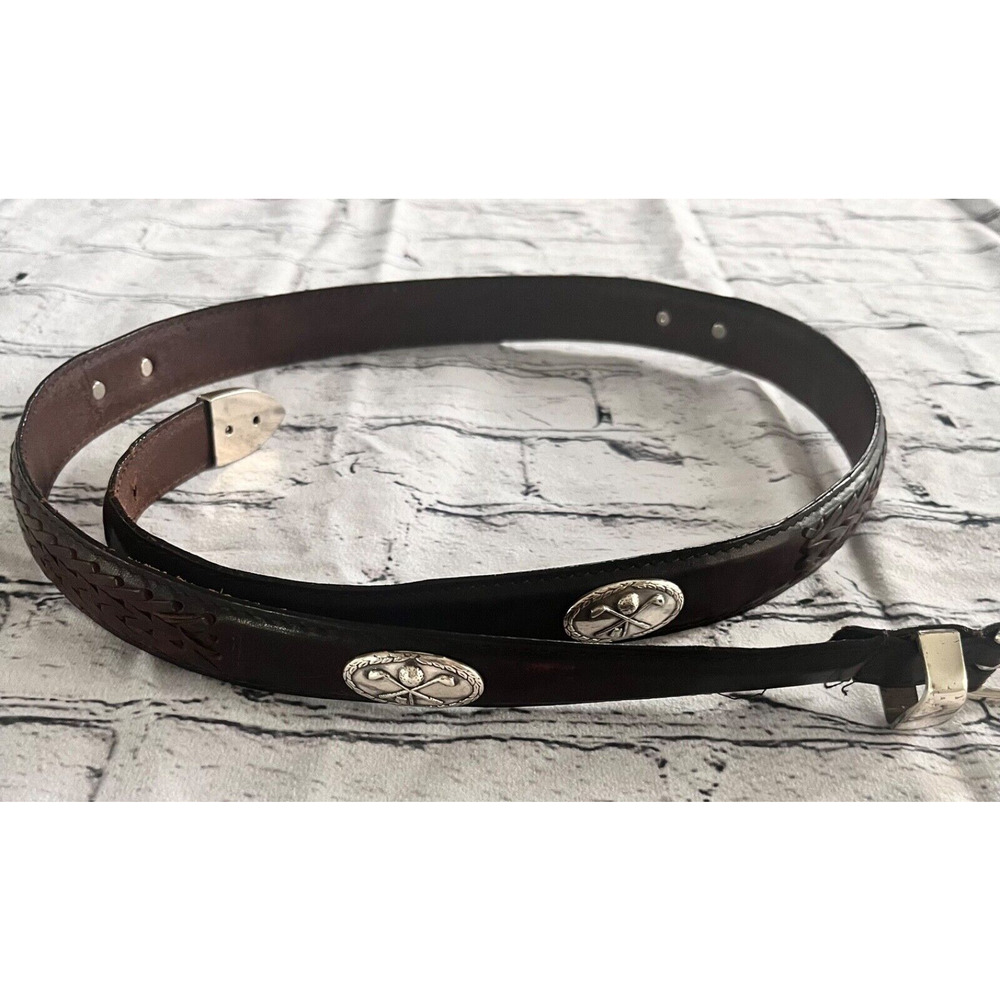 Vintage PGA Tour Brown Top Grain Leather Belt Size 40 Golf Adjustable